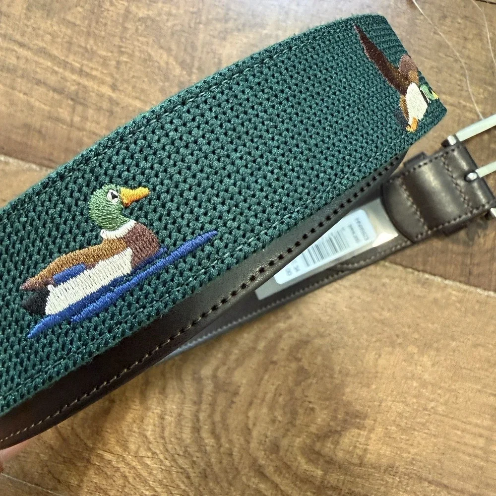 New Penguin Men's Size 34 Green Duck Belt MSRP $60 Golf NWT